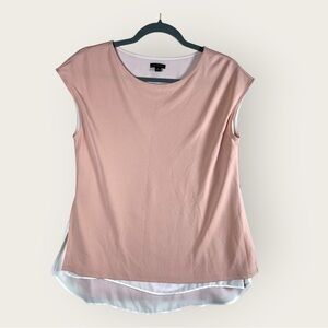 Ann Taylor Blush Pink Layered Sleeveless Blouse size S Chiffon Hem